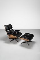 Charles and Ray Eames Lounge chair and ottoman, model nos. 670 and 671, designed 1956, produced...