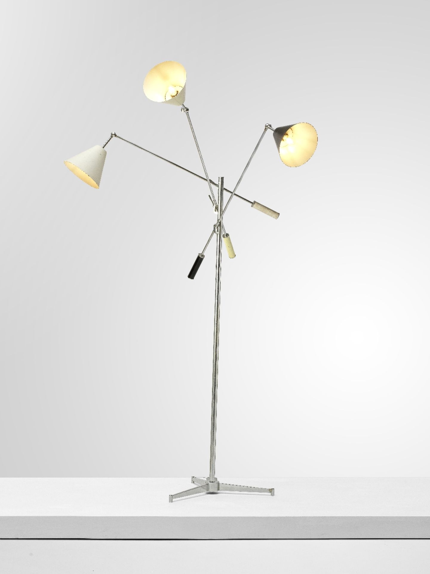 Angelo Lelii 'Triennale' three-armed adjustable floor lamp, model no. 12128s, circa 1951