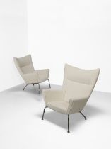 Hans J. Wegner Pair of high-backed wing armchairs, model no. CH445, designed 1960, produced circ...