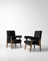Le Corbusier and Pierre Jeanneret Two 'Advocate and Press' armchairs, model no. LC/PJ-SI-41-A, d...