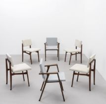 Franco Albini Set of four 'Luisella' chairs, model no. SD9, and pair of 'Luisa' armchairs, circa...