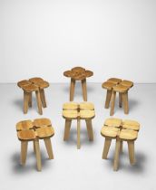 Attributed to Olof Ottelin Set of six 'Apila' (Four-leaf clover) stools, 1960s