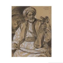 LOUIS JOHN ENDRES (AMERICAIN, 1896-1989) Portrait d'un marocain jouant un instrument &#224; corde