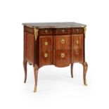 Commode d'entre deux en placage de bois de rose et d'amarante. Epoque Transition Louis XV-Louis XVI