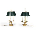 Deux lampes bouillottes en bronze et t&#244;le. Style Empire.