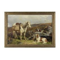 JOHN SARGENT NOBLE, RBA (ANGLAIS, 1848-1896) Un poney de garde-chasse et des setters au repos