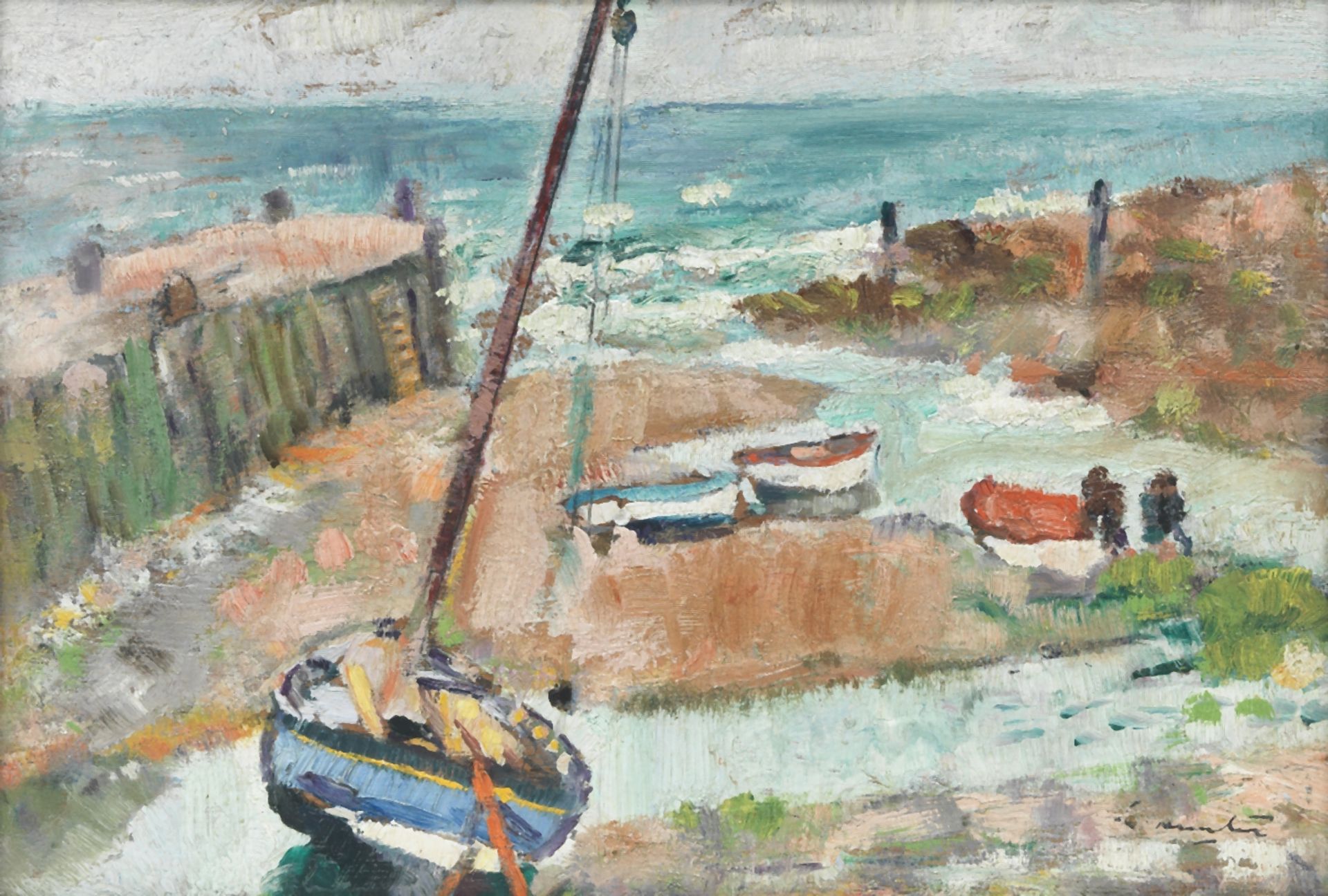George Leslie Hunter (British, 1877-1931) Lower Largo Harbour Painted circa 1922-1923