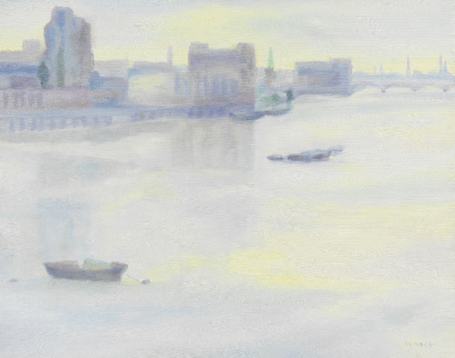 Maud Frances Eyston Sumner (South African, 1902-1985) The Thames at Chelsea ((framed))