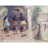 Gerard Sekoto (South African, 1913-1993) The Casamance Dancers and the River Seine (framed)
