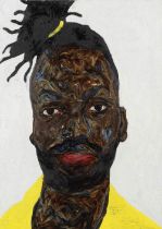 Amoako Boafo (Ghanaian, born 1984) Self-Portrait 2019 (framed)