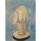 Benedict Chukwukadibia Enwonwu M.B.E (Nigerian, 1917-1994) Study of a Carved Female Figure (framed)