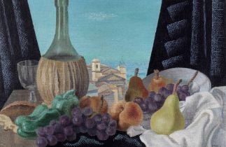 GINO SEVERINI (1883-1966) Nature morte au fiasco (La bouteille de chianti) (Painted in Rocca di ...