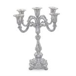 A Danish silver five-light candelabra incuse stamped DENMARK and 830S, probably late 19th / earl...
