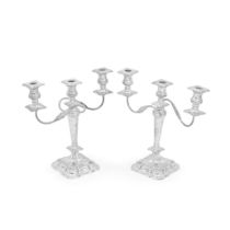 A pair of silver three-light candelabra E Viner, Sheffield 1963