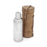 A leather cased silver thermos flask Corke Brothers and Co, London 1910