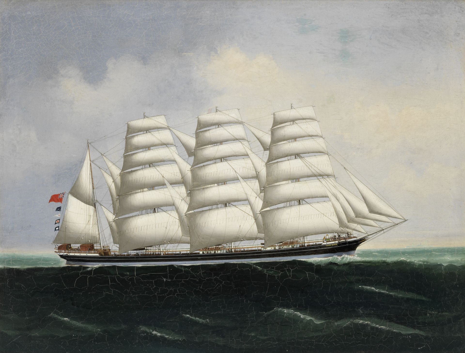 Attributed to Lai Fong (Chinese, active 1870-1910) The four masted barque Trade Winds in full sail