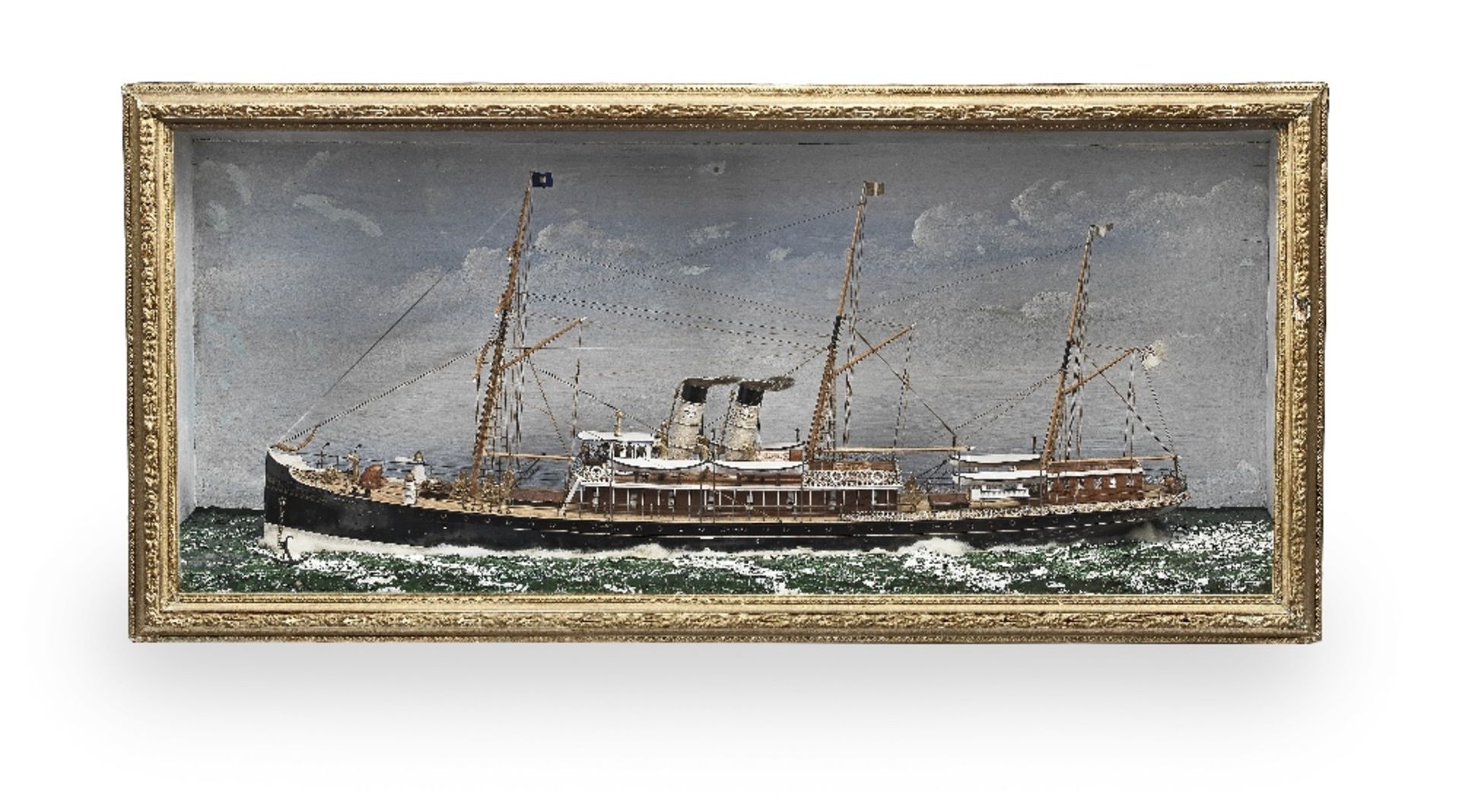 A Waterline Diorama Model of the Steam Yacht Darwin, early 20th century, case 16in x 33in x 8in ...