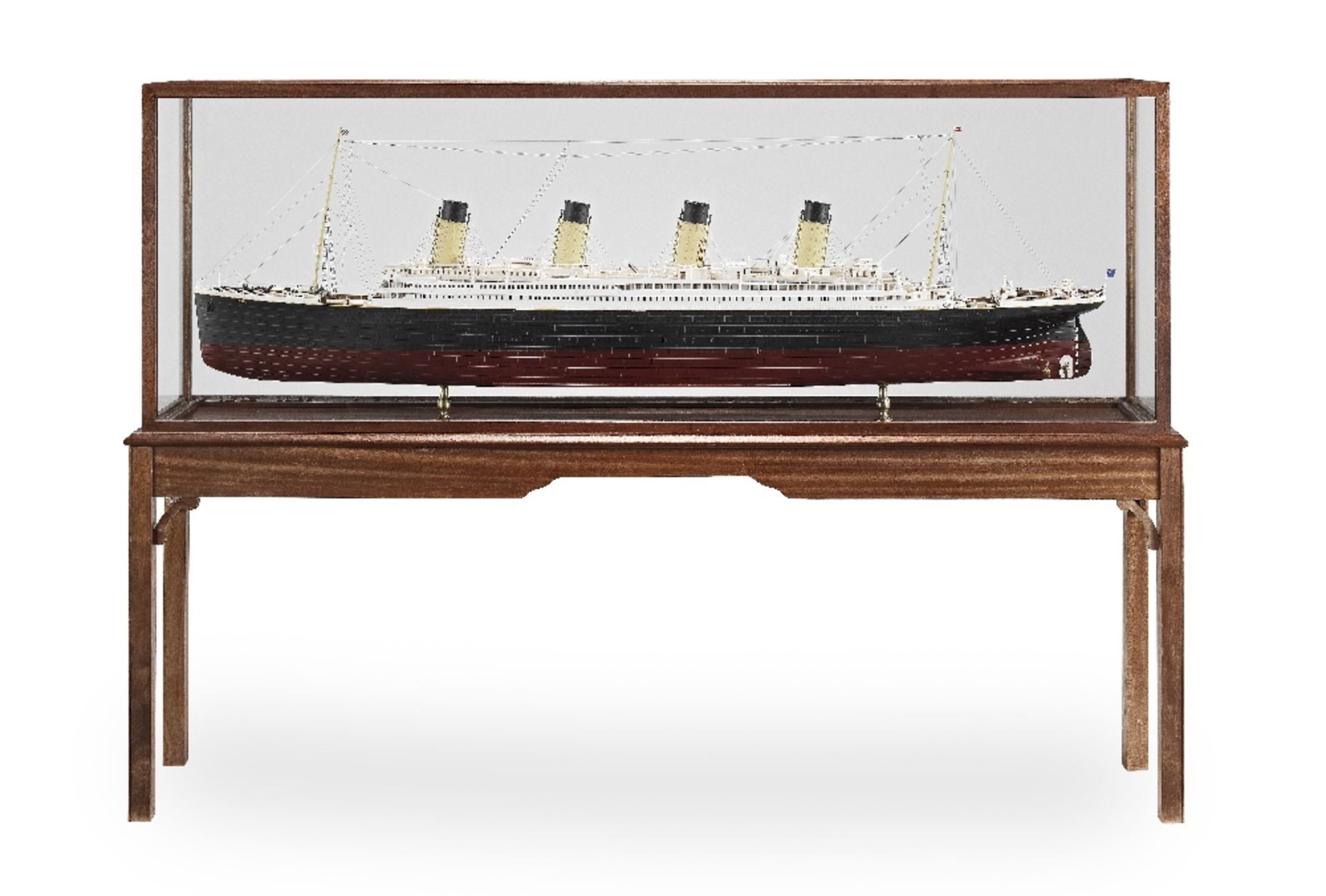 A Scale Model of the White Star Liner Titanic, Modern, the model approx. 71in (180cm)case 77in (...