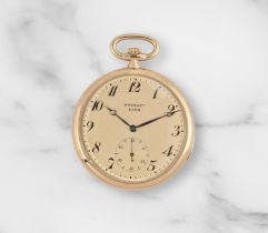 Breguet. An 18K gold keyless wind open face minute repeating pocket watch Breguet. Montre de gou...