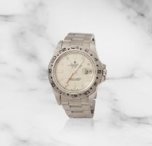 Rolex. A stainless steel automatic calendar bracelet watch with dual time zone and 'rail' dial R...