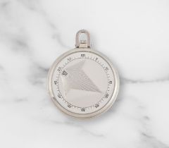 Breguet. An 18K white gold keyless wind open face wandering jump hour pocket watch Breguet. Mont...