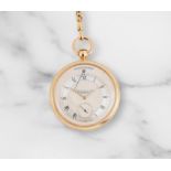 Breguet. An 18K gold pendule automatic open face pocket watch with power reserve indication Breg...