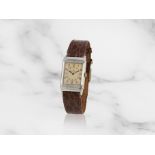 LeCoultre. A stainless steel rectangular reversible manual wind wristwatch LeCoultre. Montre bra...