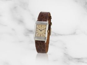 LeCoultre. A stainless steel rectangular reversible manual wind wristwatch LeCoultre. Montre bra...