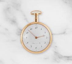 Dubois & Fils. An 18K gold key wind open face quarter repeating pocket watch Dubois & Fils. Mont...