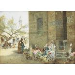 Charles Robertson, RWS (British, 1844-1891) Market scene, Cairo