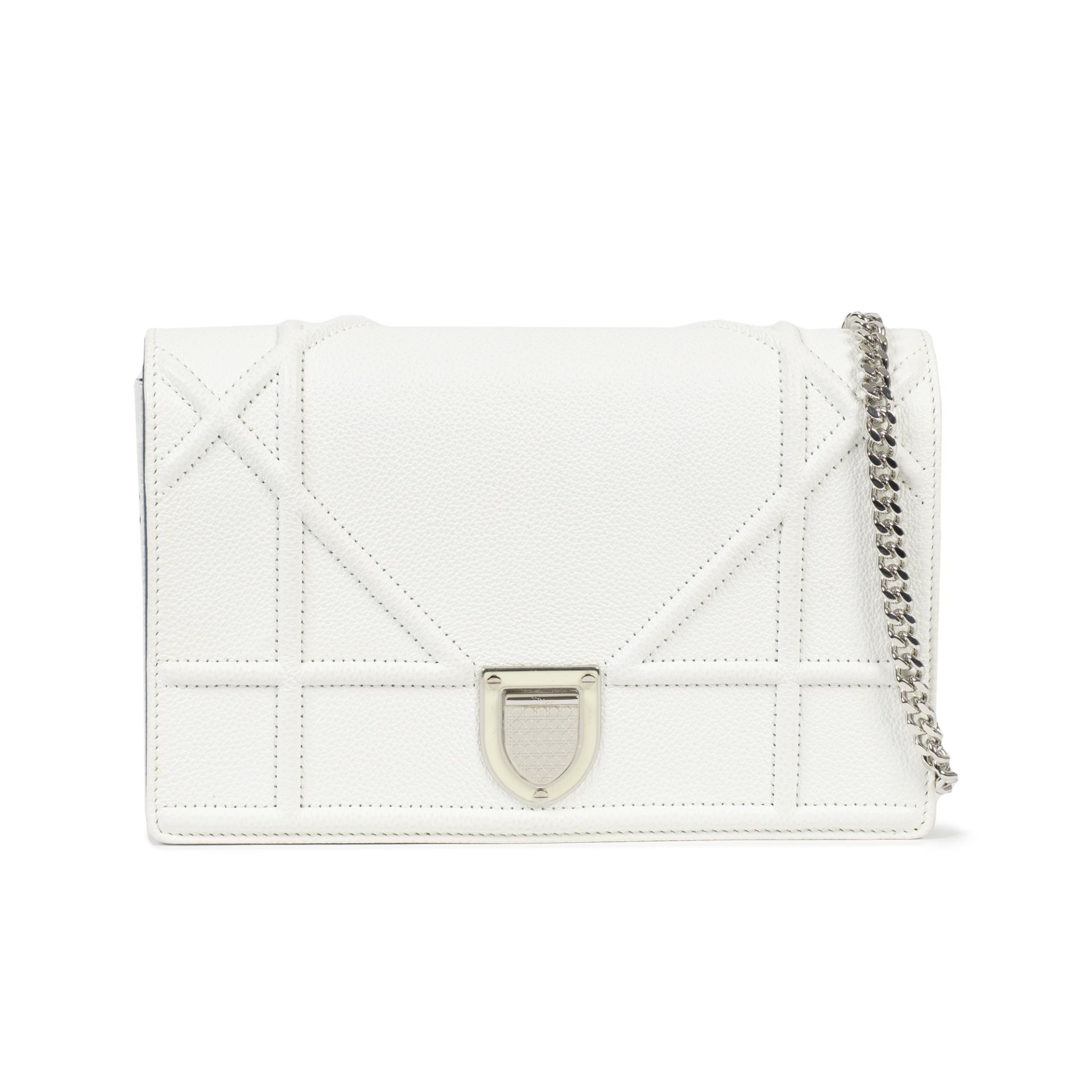 Christian Dior: a White Diorama Wallet on Chain (WOC) 2017