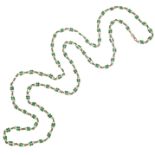 Chanel: a Green Gripoix and Simulated Seed Pearl Long Necklace 1970s