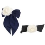 Karl Lagerfeld for Chanel: Two Silk Camellia Hair Slides 1990s (includes box)