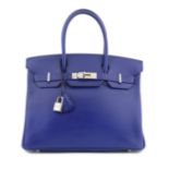 Herm&#232;s: a Bleu Electrique Swift Leather Birkin 30 2019 (includes padlock, keys and cloche)