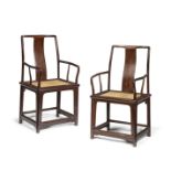 A PAIR OF HUANGHUALI MING-STYLE ARMCHAIRS Republic (2)