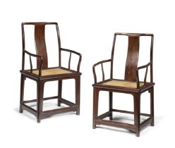 A PAIR OF HUANGHUALI MING-STYLE ARMCHAIRS Republic (2)