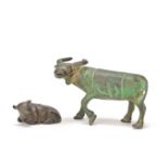 A BRONZE 'WATER BUFFALO' FIGURE AND WATER DROPPER Ming Dynasty and later (2)