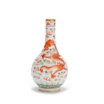 A FAMILLE ROSE 'DRAGON' BOTTLE VASE 19th century