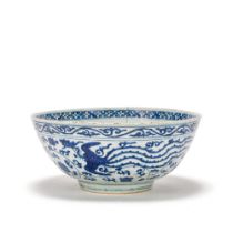 A BLUE AND WHITE 'PHOENIX AND LOTUS' BOWL Jiajing six-character mark and of the period