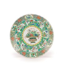 A LARGE FAMILLE VERTE 'FLOWER BASKET' DISH Kangxi