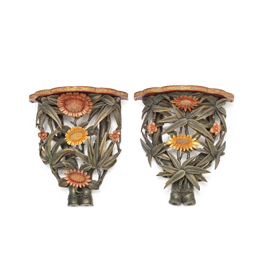 A PAIR OF 'FOOCHOW' LACQUER WALL BRACKETS 19th Century (2)