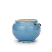 A PALE BLUE GLAZED JAR Kangxi six-character mark and of the period