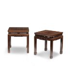 A PAIR OF HUANGHUALI SQUARE STOOLS Early 20th century (2)