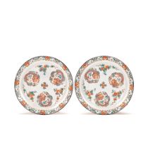 A PAIR OF DUTCH-DECORATED KAKIEMON-STYLE DISHES (2)