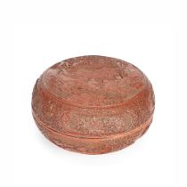 A CINNABAR LACQUER 'BOYS' CIRCULAR BOX AND COVER 18th century (2)