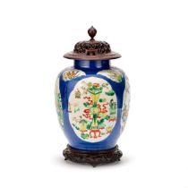 A FAMILLE VERTE AND POWDER BLUE JAR 19th Century (3)