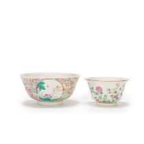 A FAMILLE ROSE MILLEFLEURS BOWL AND A 'FLOWERS' BOWL Republic (2)