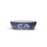 A RARE DOCUMENTARY BLUE AND WHITE 'LOTUS AND CRANES' BASIN Wanli six-character mark and cyclical...