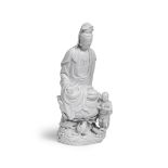 A BLANC-DE-CHINE FIGURE OF GUANYIN AND ACOLYTE Chen Wei impressed seal mark, 18th century