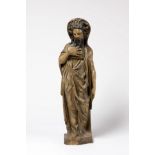Figure en bois sculpt&#233; peint polychrome et partiellement dor&#233; repr&#233;sentant un Sai...